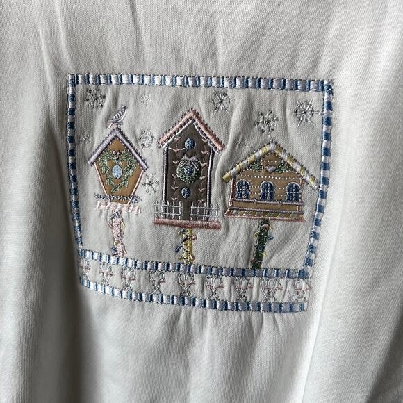 CW Classics Holiday Christmas Coquette Embroidered Pink Collared Sweater Size M - Picture 5 of 13